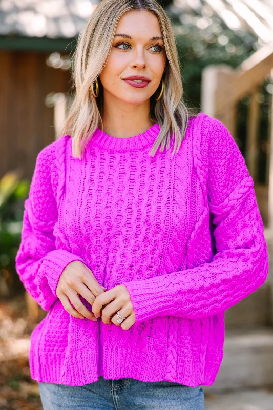 Thin Design Be The Best Orchid Purple Cable Knit Sweater