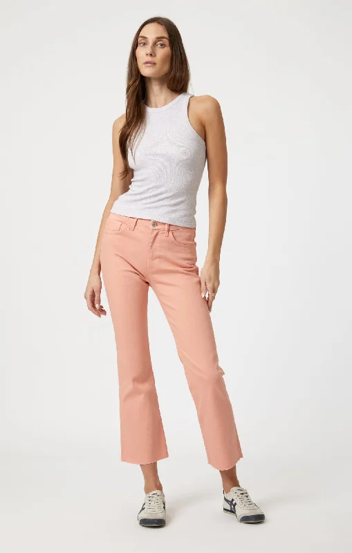 Leisure Travel ANIKA CROP FLARE IN PEACH FUZZ FLEX BLUE