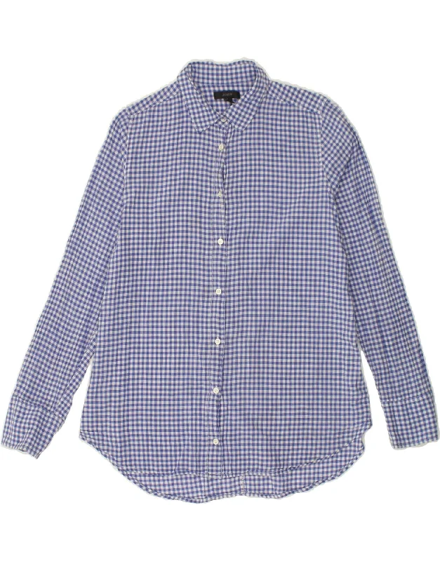 Celebrity Style J. CREW Womens Shirt US 8 Medium Blue Gingham Cotton