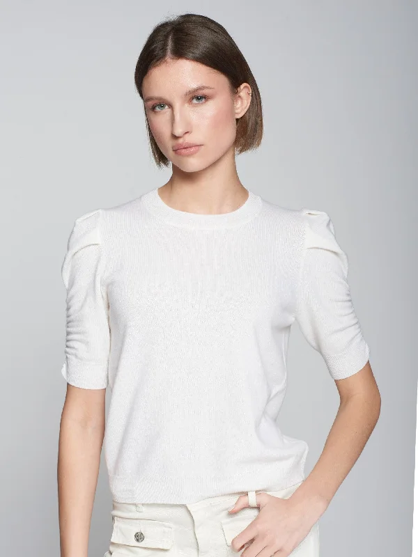 Street Fashion Vilagallo Knitwear Puffed Sleeve Sweater Ecru