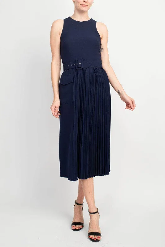 Fresh And Natural Taylor 3733M - Tea Length Jewel Neck Dress
