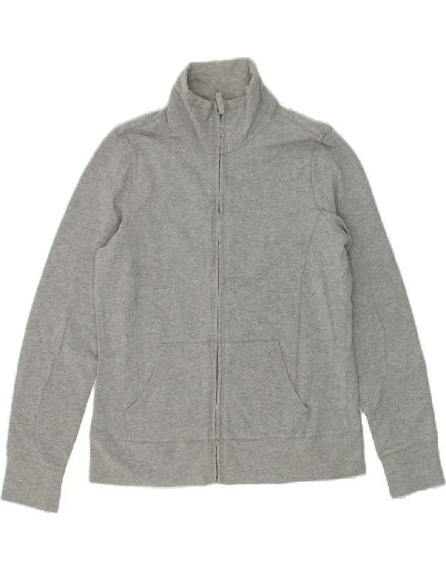 Unique prints L.L.BEAN Womens Tracksuit Top Jacket UK 14 Medium Grey Cotton