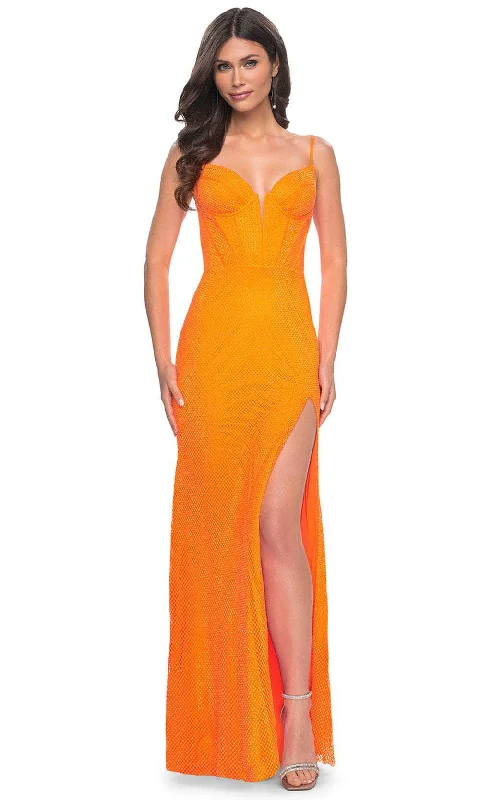 Stunning Fashion La Femme 32427 - Corset Bodice Deep V-Neck Prom Gown