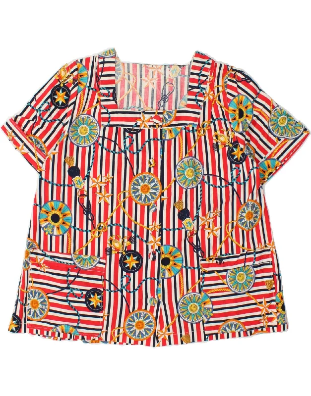 Elegant Tailoring VINTAGE Womens Shirt Blouse UK 14 Large Multicoloured Striped Nautical