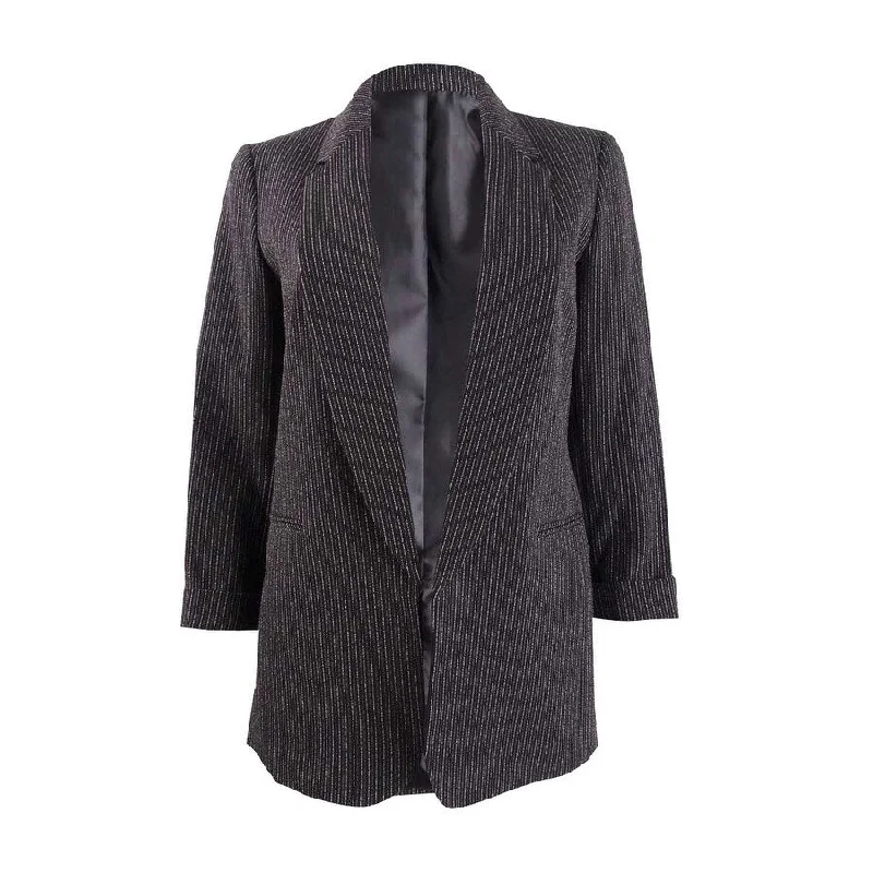 Free And Casual Bar III Women's Pinstripe Open-Front Blazer