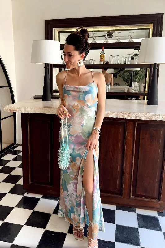 Trendy Traveler Natalia Pastel Floral Printed Maxi Dress