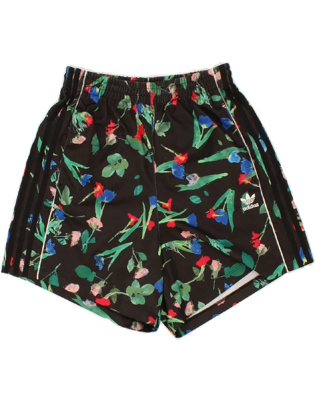 Warm Winter Series ADIDAS Womens Graphic Sport Shorts UK 10 Small Black Floral Polyester Warm Winter Series ADIDAS Womens Graphic Sport Shorts UK 10 Small Black Floral Polyester