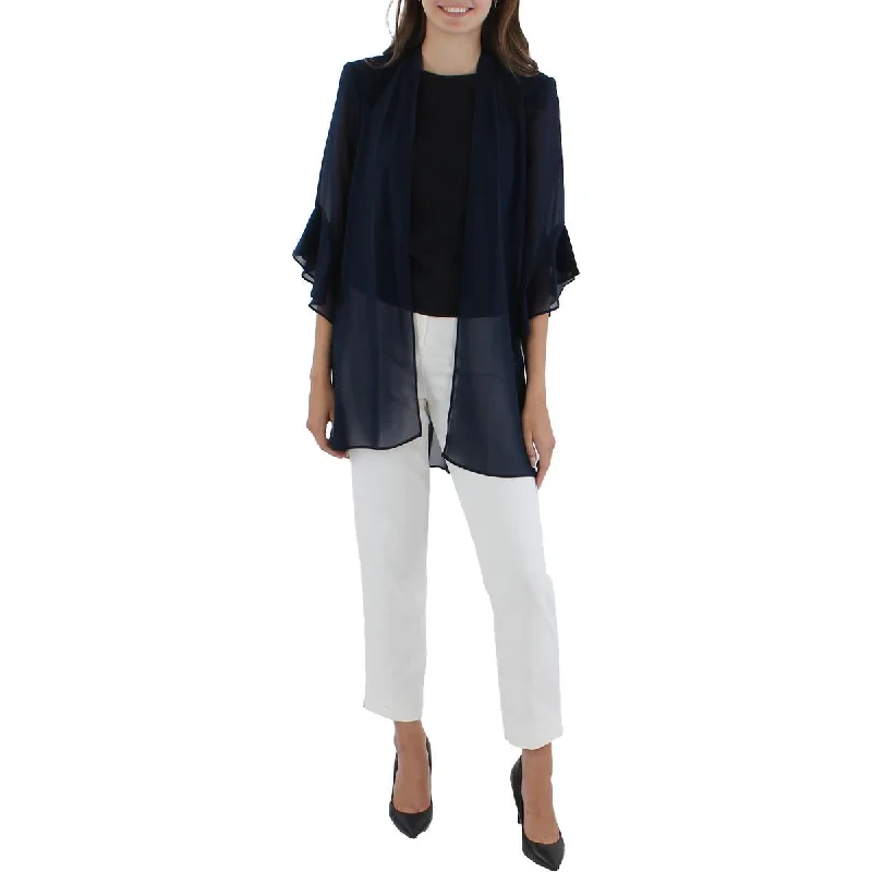 Bottom And Versatile R&M Richards Womens Petites Chiffon Sheer Duster Blazer