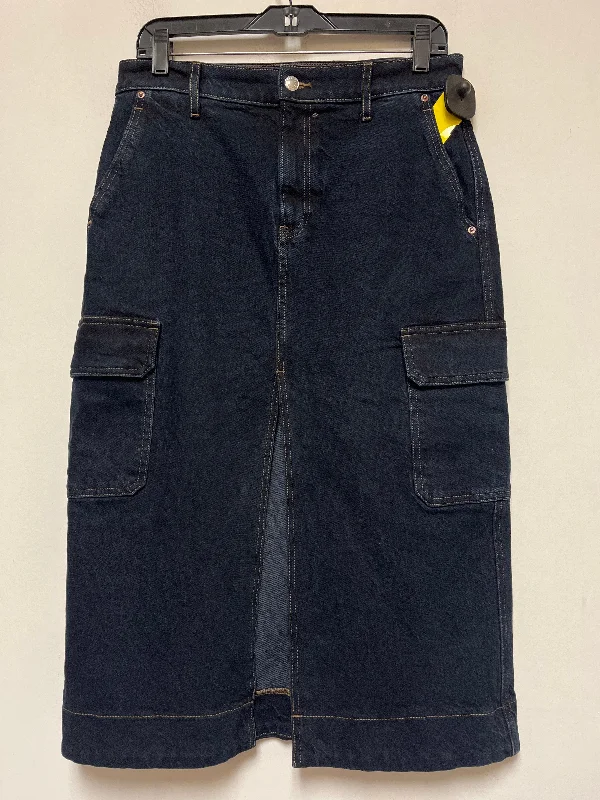 Light And Breathable Skirt Midi By Express In Blue Denim, Size: 6