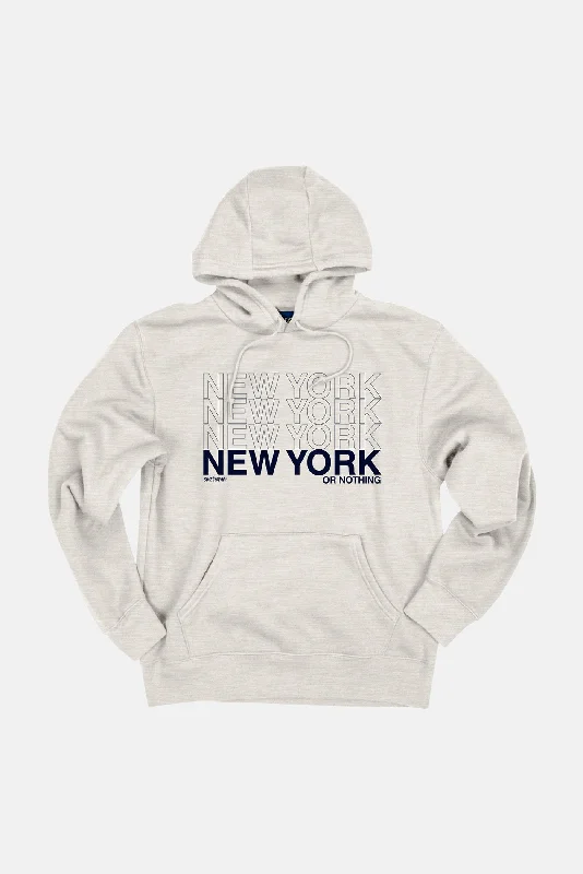 Casual Style NEW YORK or NOTHING Hoodie Oatmeal/Navy