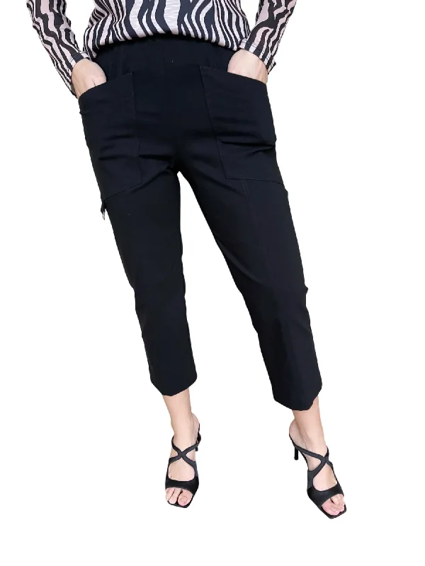Double-sided Wear Control Stretch D Ring Crop Cargo Pant In Black