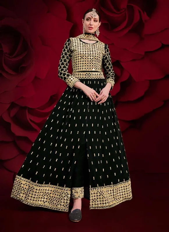 Girl Style Black Color Georgette Fabric Zari Work Pakistani Salwar Suit