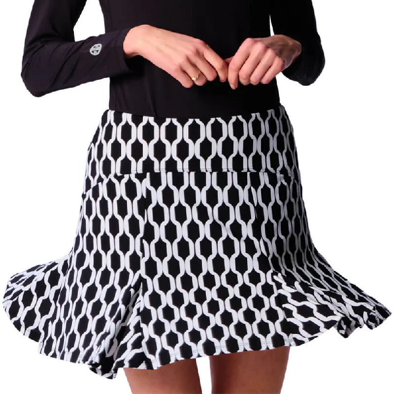 Party Wear G Lifestyle 17-Inch Flare Skort - Black Geo
