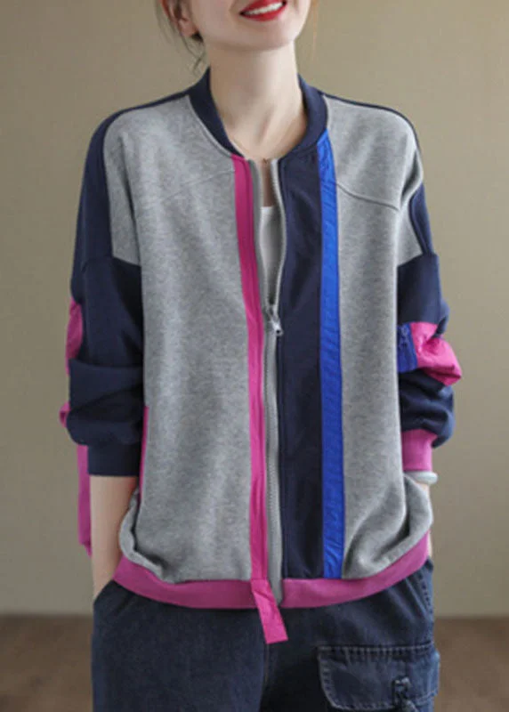 Eye-catching Personality Loose Rose Zippered Patchwork Pockets Fall Long Sleeve Coat Eye-catching Personality Loose Rose Zippered Patchwork Pockets Fall Long Sleeve Coat