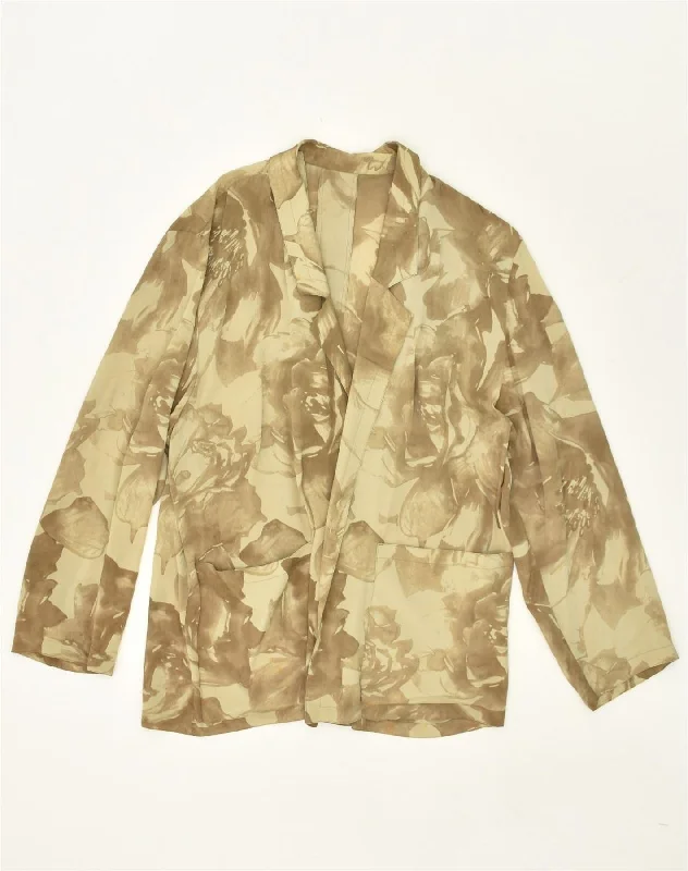 Playful Style VINTAGE Womens Blazer Jacket UK 16 Large Beige Floral