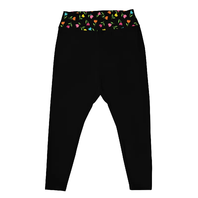 Fresh And Natural Banded Tulips Plus Size Leggings