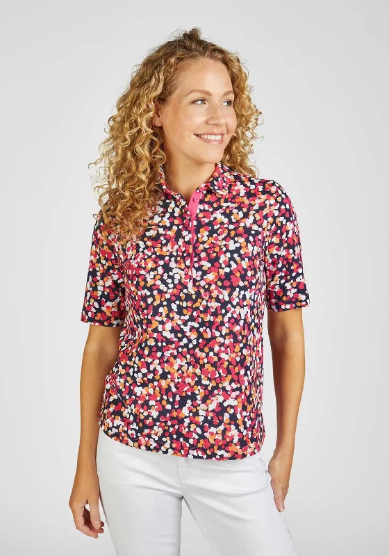 Hooded design Rabe Blurred Print Cotton Polo Shirt, Pink