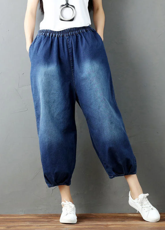 New Products Bohemian Denim blue wrinkled lantern Pants Spring