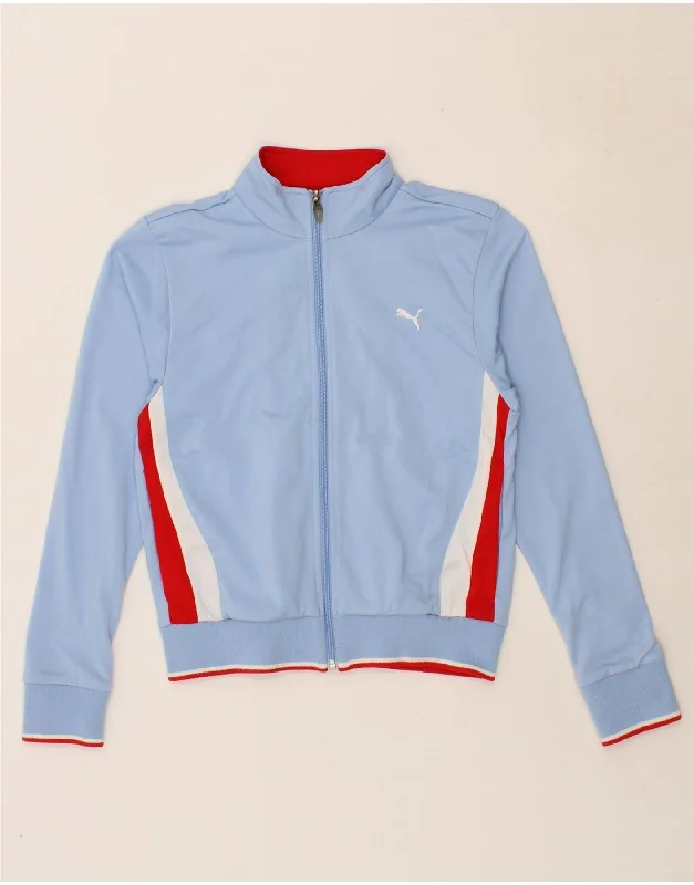 Urban Style PUMA Womens Graphic Tracksuit Top Jacket UK 10 Small  Blue Colourblock