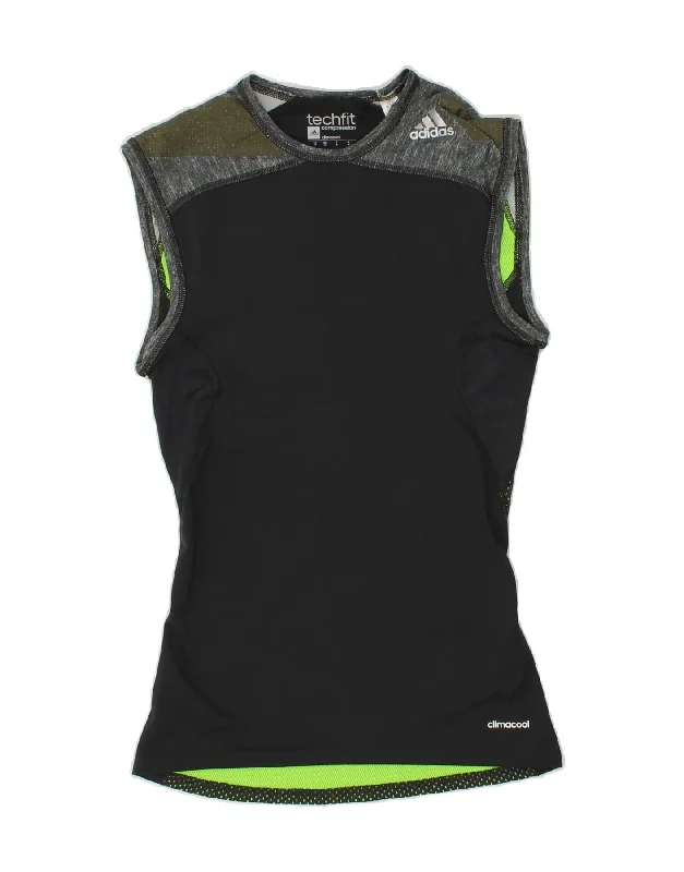 Low-key Luxury ADIDAS Womens Climacool Graphic Vest Top UK 12 Medium Grey Polyester