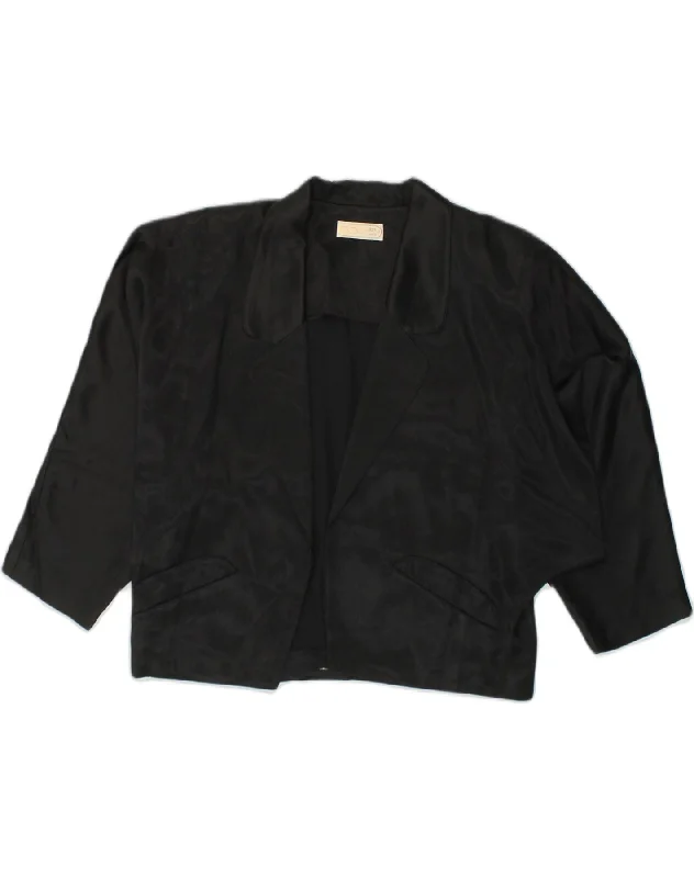 Knitted Design VINTAGE Womens Blazer Jacket UK 18 XL Black Polyester