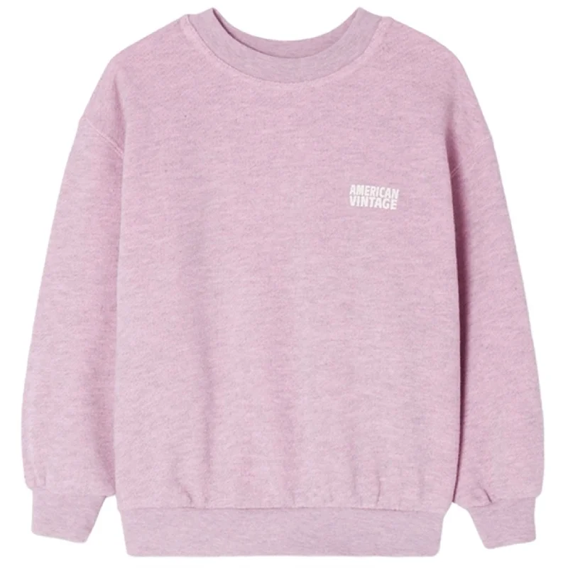 Romantic And Fresh American Vintage Sweatshirt ML Col Rond Satin Surteint