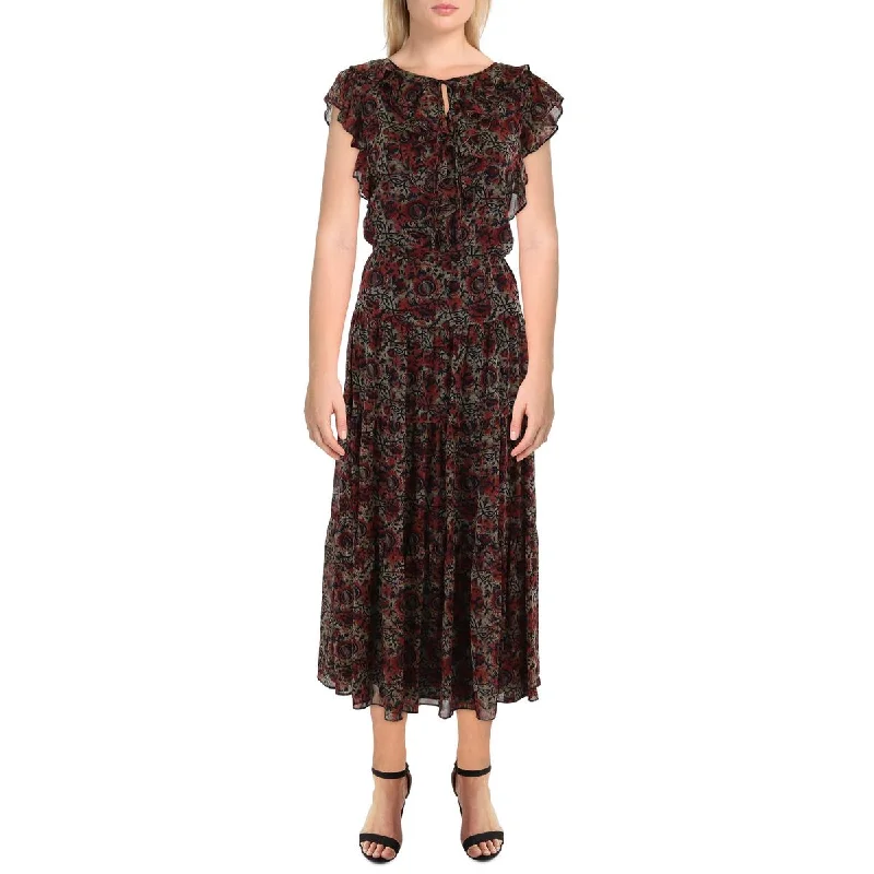Relaxed And Casual Lauren Ralph Lauren Womens Floral Print Long Maxi Dress