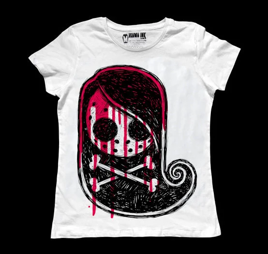 Dynamic Fashion Tokyo Crossbones Drip Women White Tshirt