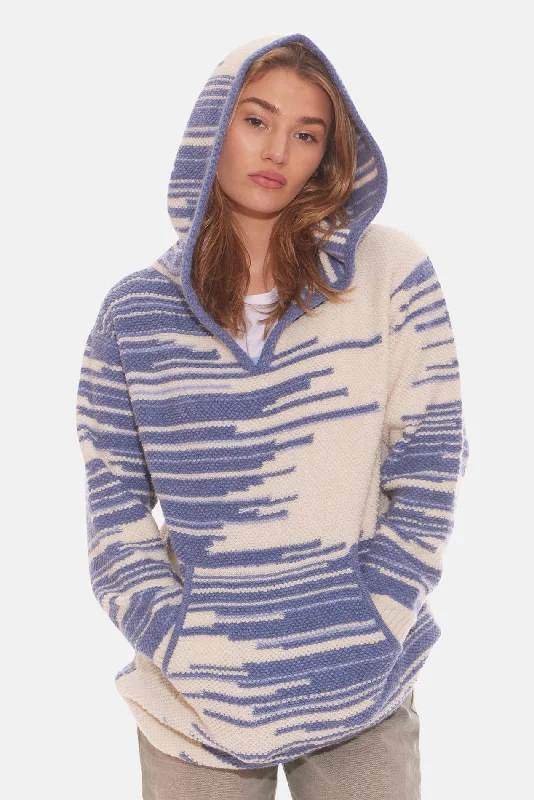 Advanced Customization Women's Baja Slit Neck Hoodie White/Blue