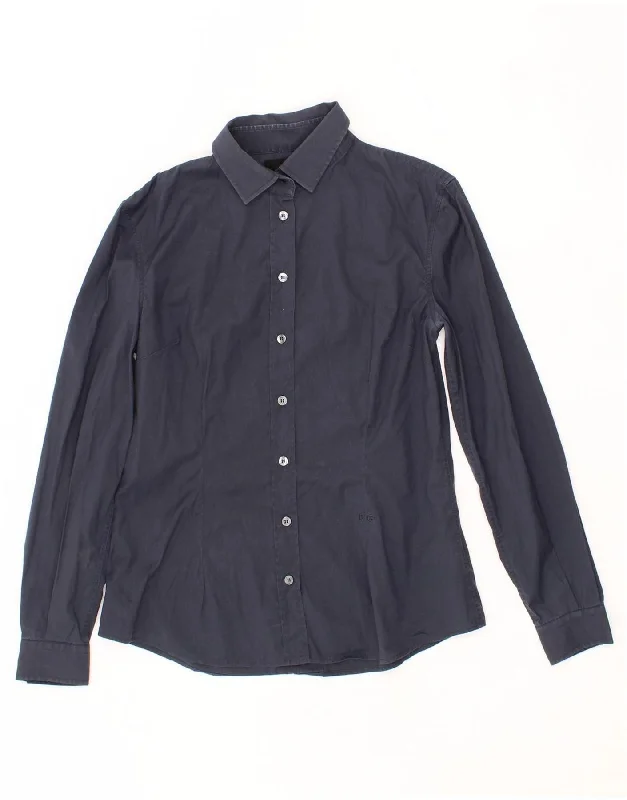 Romantic And Fresh DOLCE & GABBANA Womens Shirt IT 46 Large Navy Blue Cotton