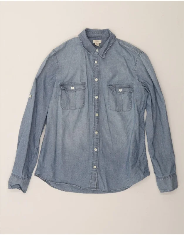 Classic Series J. CREW Womens Shirt UK 10 Small Blue Cotton