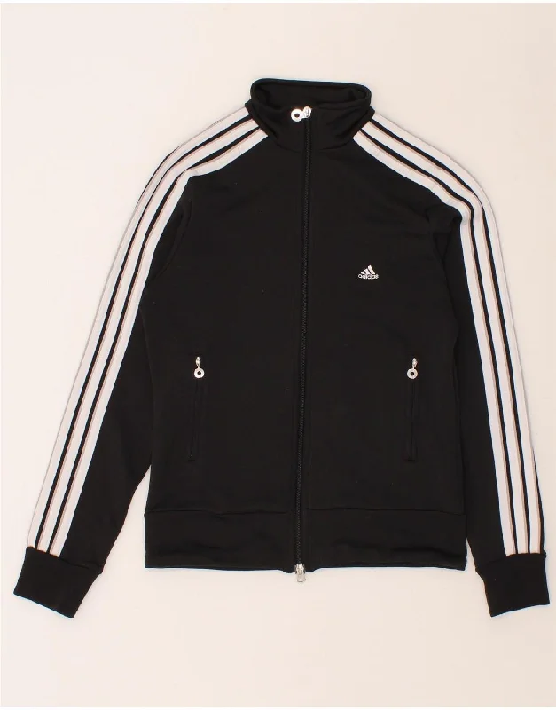 Free And Casual ADIDAS Womens Tracksuit Top Jacket UK 14 Medium Black Polyester