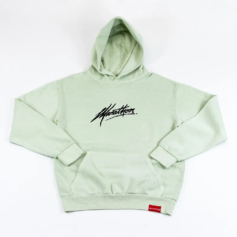 Knowledge And Elegance Marathon Script Signature Hoodie - Pistachio/Black