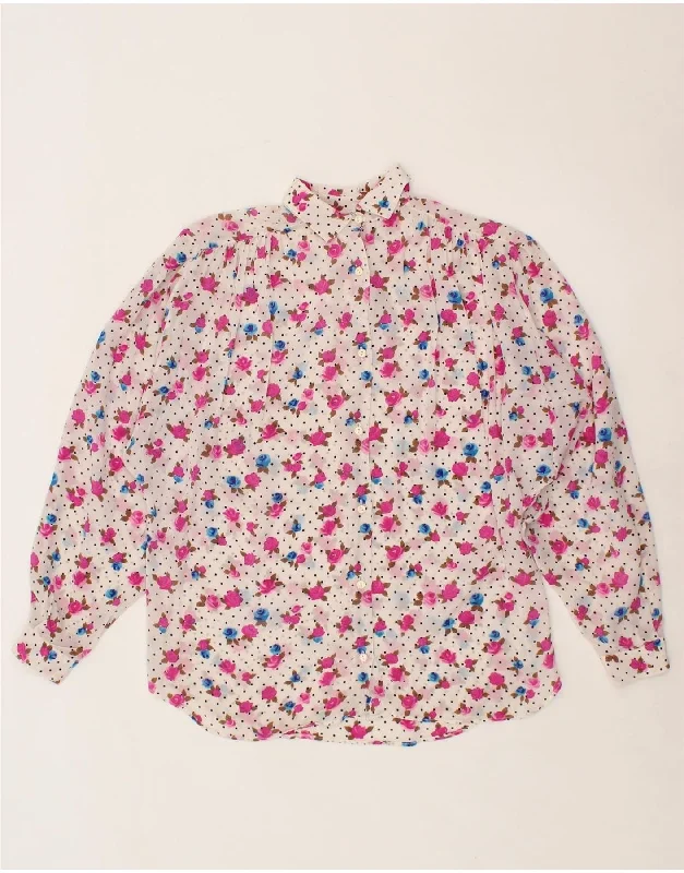 Trendy Items VINTAGE Womens Shirt Blouse UK 18 XL Pink Floral Silk