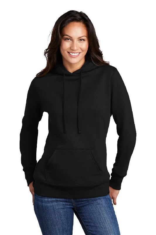 Sports Cool Port & Company Womens Core Fleece Hooded Sweatshirt Hoodie w/ Pouch Pocket - Jet Black Sports Cool Port & Company Womens Core Fleece Hooded Sweatshirt Hoodie w/ Pouch Pocket - Jet Black