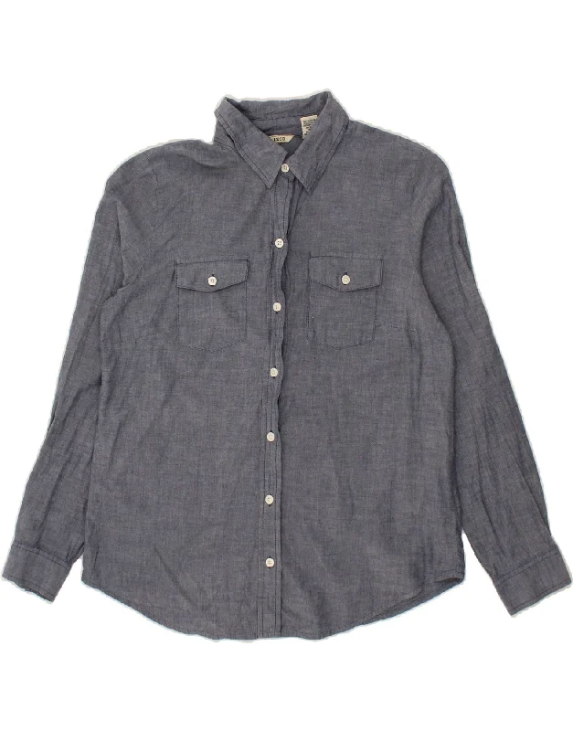 High-end Design IZOD Womens Shirt UK 16 Large Navy Blue Cotton