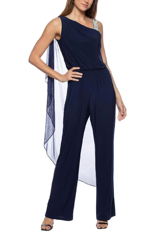 Light And Breathable Marina 268281 - Rhinestone Strap Asymmetric Jumpsuit