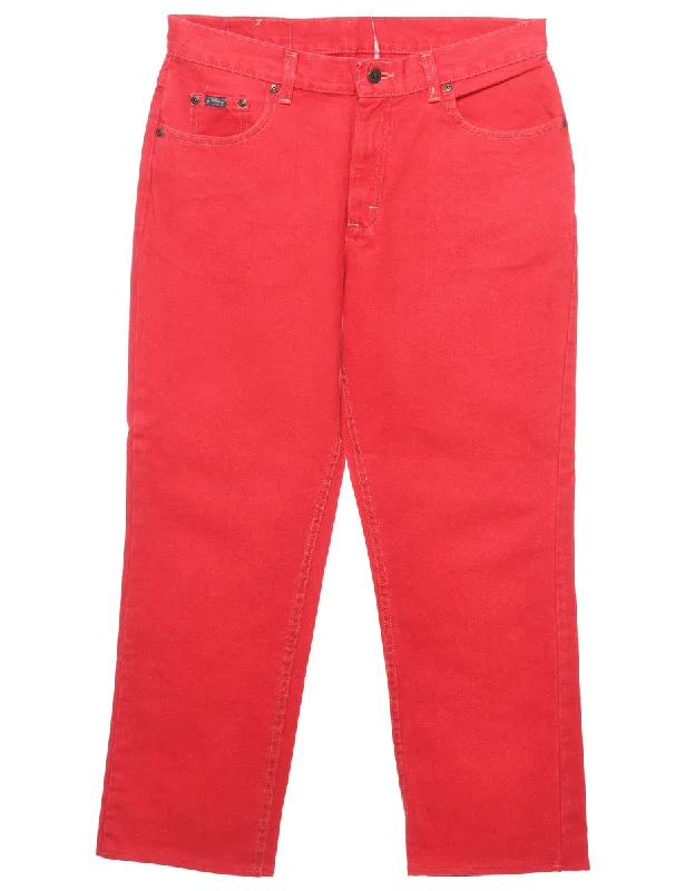 French Retro Red Lee Cropped Tapered Jeans - W32 L27