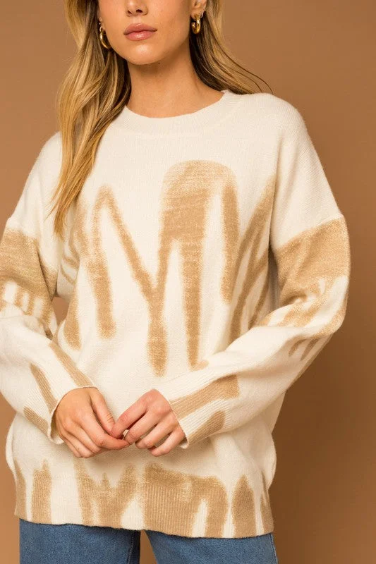 European And American Style Gilli Long Sleeve Spray Print Sweater