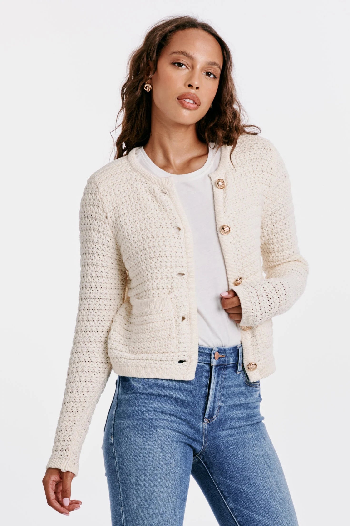Urban Style Dear John Cambria Long Sleeve Button Down Cardigan Cream