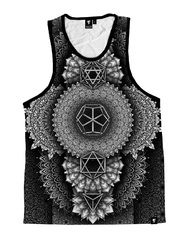 Elegant And Lazy Platonic Mandala Black Unisex Tank Top
