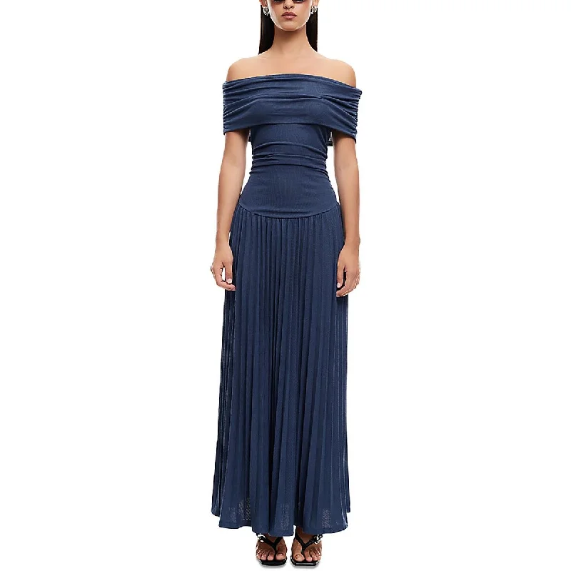 Casual Street Lioness Womens Field Of Dreams Metallic Pleated Maxi Dress