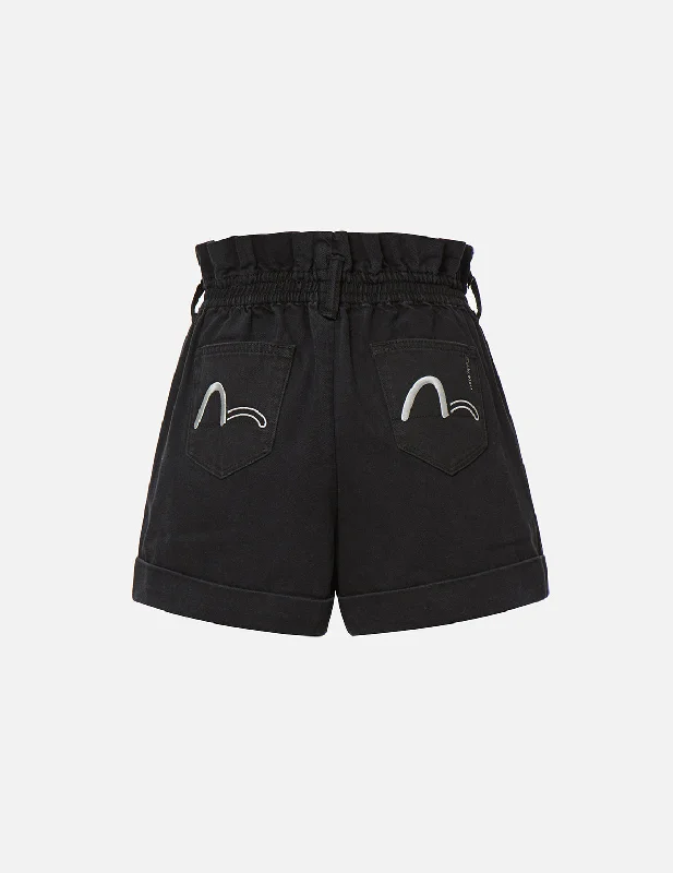 Hooded design Paper Bag Denim Shorts