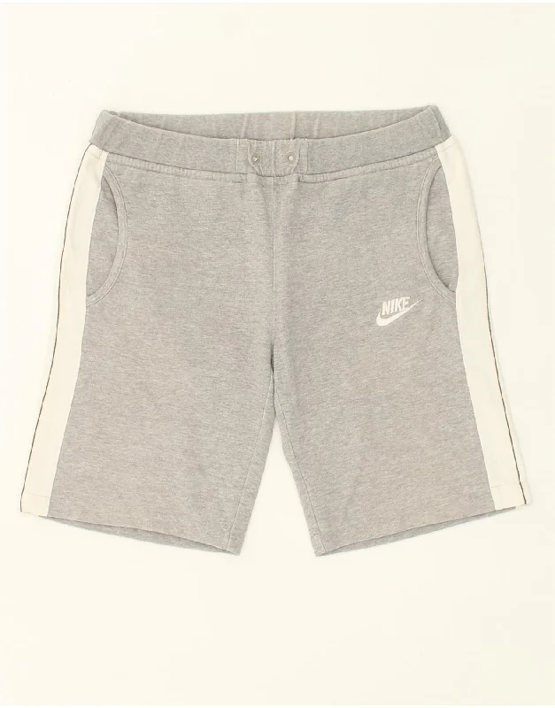 Street Fashion NIKE Womens Sport Shorts UK 10 Small Grey Colourblock
