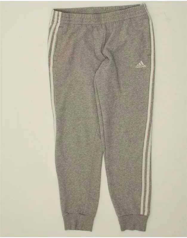 Street Charm ADIDAS Womens Tracksuit Trousers Joggers UK 12 Medium Grey Cotton