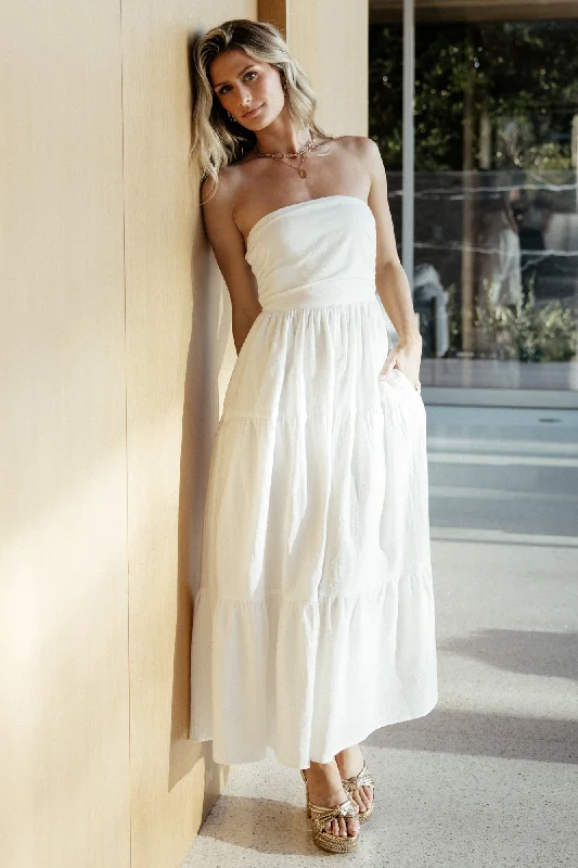 Celebrity Style Delray Strapless Dress | Off White