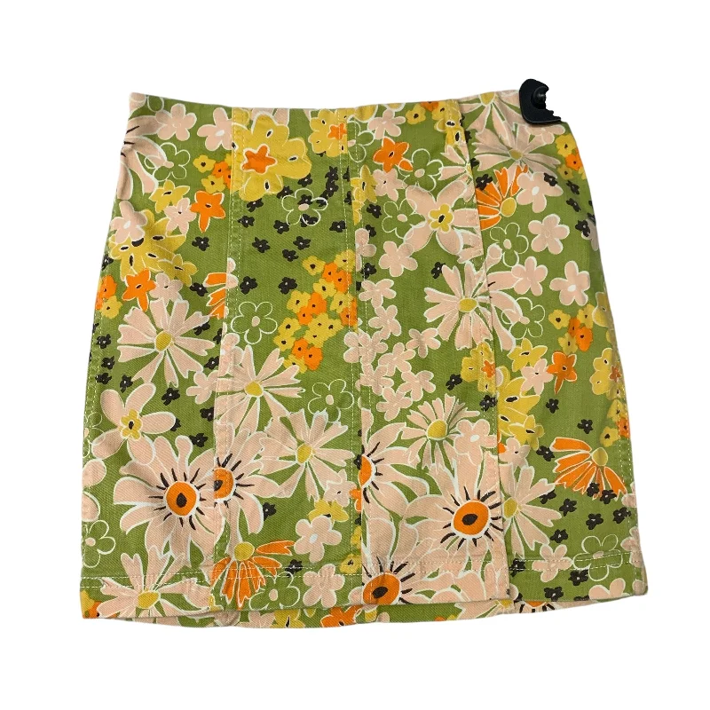 Beautiful Romance Skirt Mini & Short By Free People In Green & Yellow, Size: S