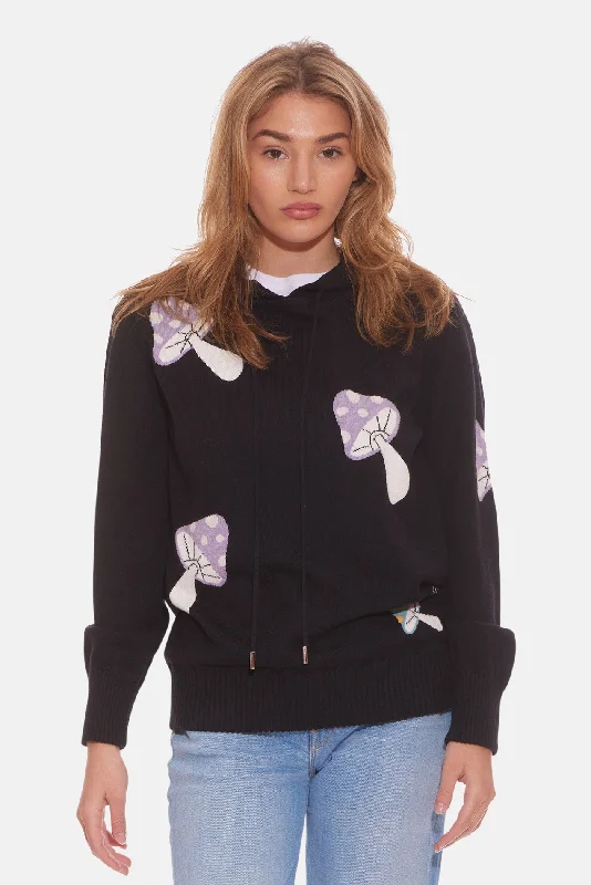 Casual Street Women's Mushroom Intarsia Pullover Hoodie Multi