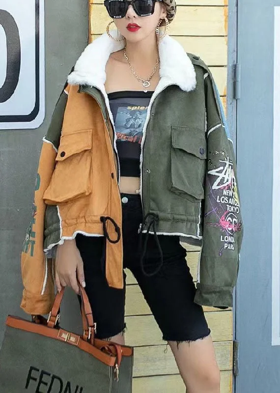Diamond Series Unique Colorblock PeterPan Collar Button Pockets Fall Winter Thick Long sleeve Coat Diamond Series Unique Colorblock PeterPan Collar Button Pockets Fall Winter Thick Long sleeve Coat