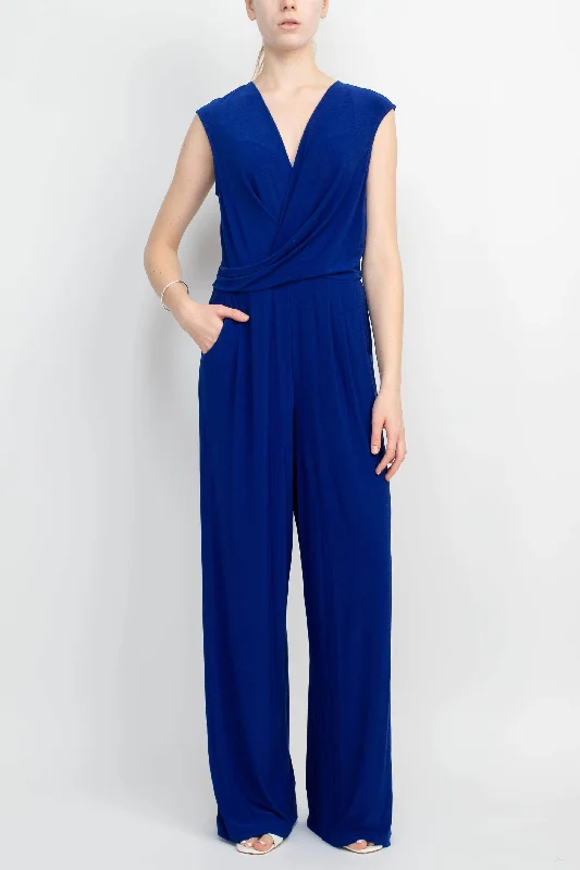 High-quality fabrics Emma & Michele 101690 - Surplice V-Neck Blouson Jumpsuit